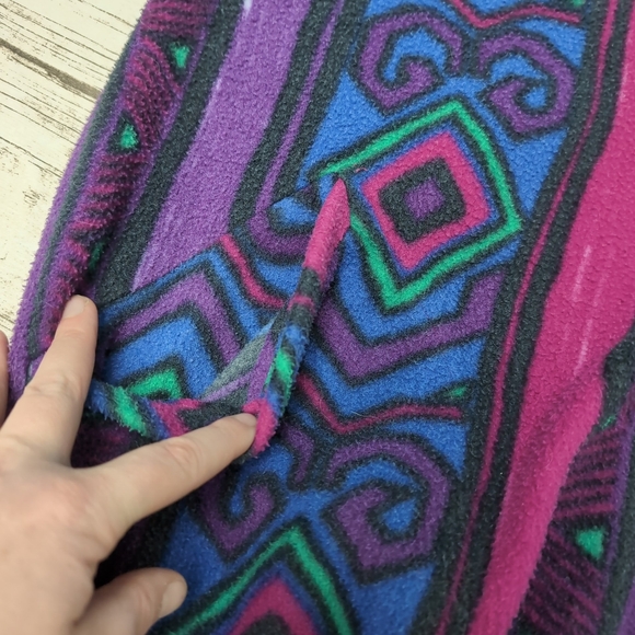Vintage North Country 90s Purple Magenta Blue Southwestern Fleece T Snap Size M - Picture 3 of 8